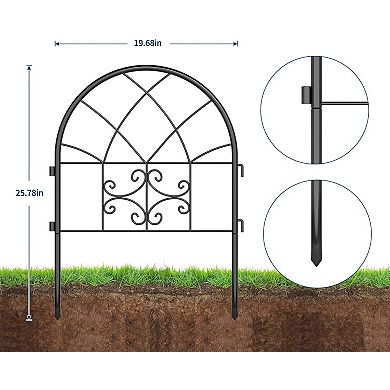 Garden Fence Panels, 26"x20" Metal No-Dig Border Fencing