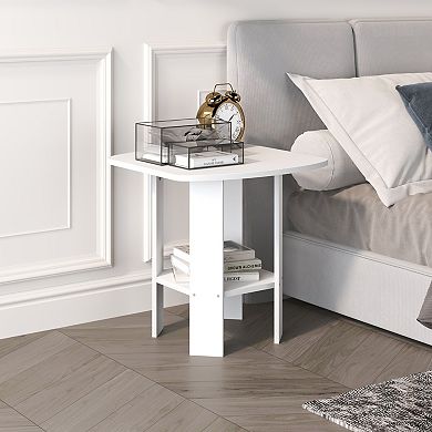 Furinno 2-Pack 15.51" x 15.5" x 17.52" Wood Nightstand Bedside Table with Drawer & Shelf