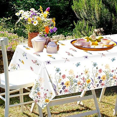 Wildflower Tablecloths 3-Pack, Disposable Waterproof Plastic Party Covers