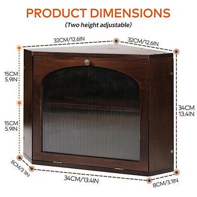 Solid Wood 2-Tier Corner Bread Box for Kitchen Countertop, Bread Storage Container