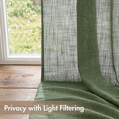 Linen Light Filtering Curtains, Rod Pocket Back Tab Window Drapes