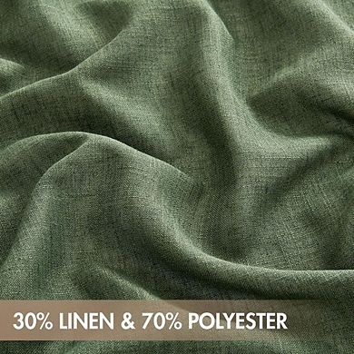 Linen Light Filtering Curtains, Rod Pocket Back Tab Window Drapes