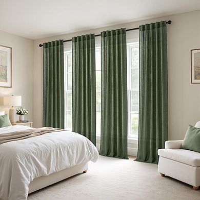 Linen Light Filtering Curtains, Rod Pocket Back Tab Window Drapes