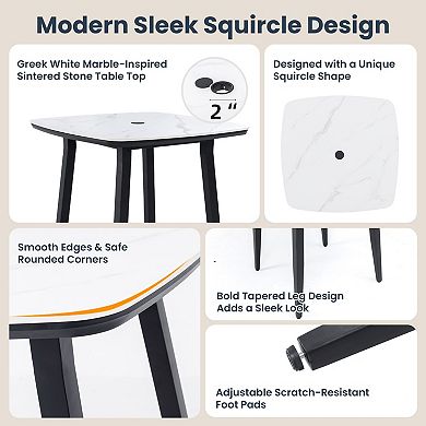 Eazegath 35.4'' Outdoor Squircle Aluminum Bar Table with Sintered Stone Top and Umbrella Hole