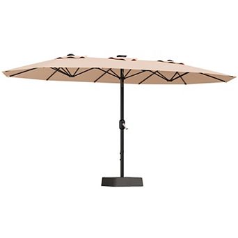 15FT Double-Sided Rectangular Patio Umbrella with Base