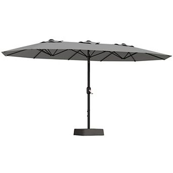 15FT Double-Sided Rectangular Patio Umbrella with Base