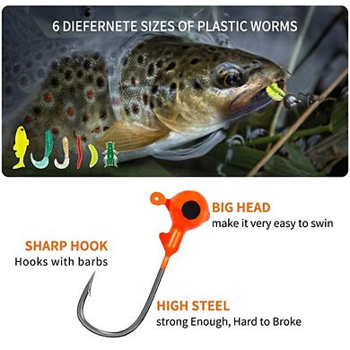24pcs Fishing Lures Kit Spoon Soft Plastic Worms Bass Trout