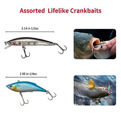 24pcs Fishing Lures Kit Spoon Soft Plastic Worms Bass Trout