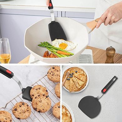 3-Piece Silicone Spatula Turner Set, Heat-Resistant, Flexible