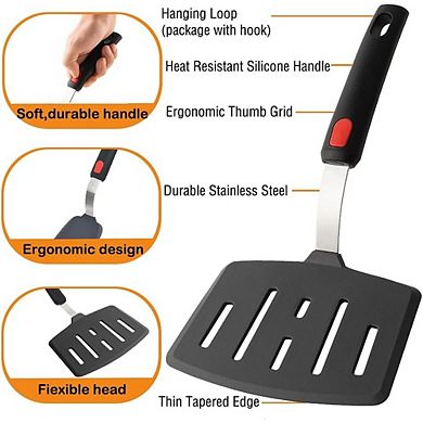3-Piece Silicone Spatula Turner Set, Heat-Resistant, Flexible