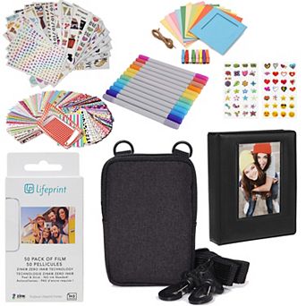 Lifeprint 2x3 Premium Zink Photo Paper (50 Pack) Accesory Kit with Photo Album, Case, Stickers