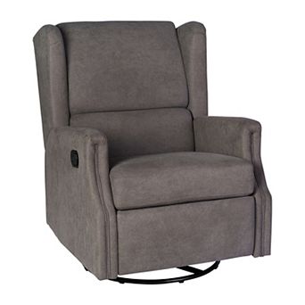Flash Furniture Wingback Manual Rocking Glider Recliner Chair with 360° Swivel