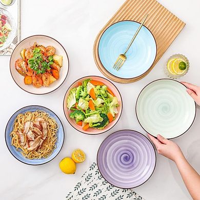 Ceramic Pasta & Salad Bowls Set of 6, 26 oz, Microwave & Dishwasher Safe