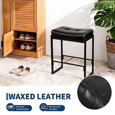 Adjustable Bar Stool with Padded Leather Seat&Footrest - Counter Height, Versatile for Kitchen, Bar