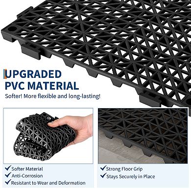 50Pcs Interlocking PVC Drainage Tiles for Bathroom Kitchen, Soft Anti-Slip Floor Mat for Wet Areas