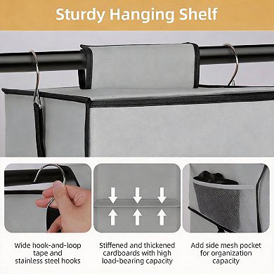 Hanging Closet Organizer 6-Shelf Split Design 5 Removable Drawers 4 Side Pockets
