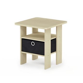 Furinno 15.51" x 15.5" x 17.52" Wood Nightstand Bedside Table with Drawer & Shelf