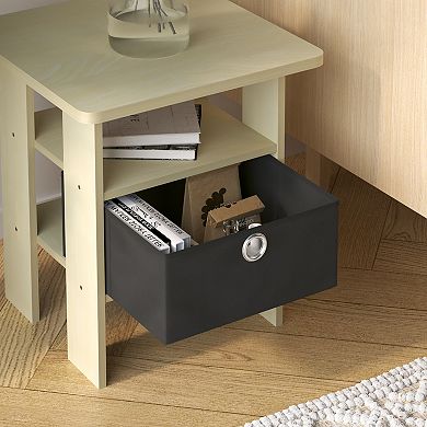 Furinno 15.51" x 15.5" x 17.52" Wood Nightstand Bedside Table with Drawer & Shelf