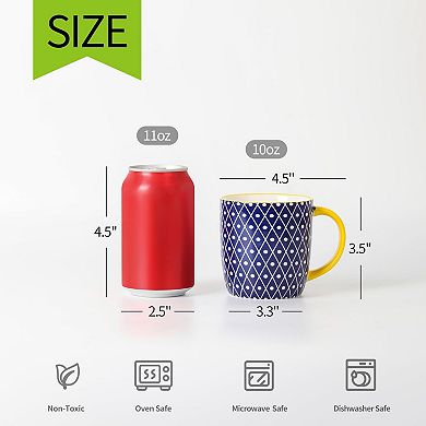 Ceramic Coffee Mugs With Handle Set Of 6— Mother's Day Gift