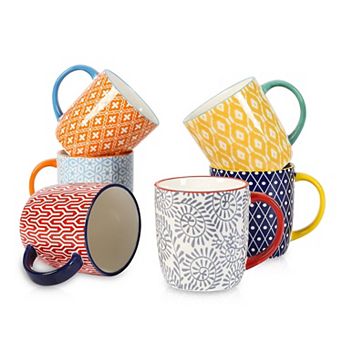 Ceramic Coffee Mugs With Handle Set Of 6— Mother's Day Gift