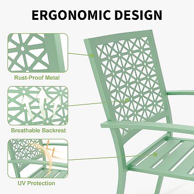 3-Piece Patio Bistro Set, Small Outdoor Table with 2 Chairs for Balcony, Deck, Backyard