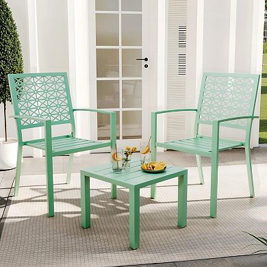 3-Piece Patio Bistro Set, Small Outdoor Table with 2 Chairs for Balcony, Deck, Backyard