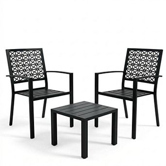 3 pc Patio Bistro Set, Small Outdoor Table with 2 Chairs for Balcony, Deck, Backyard