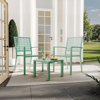 3 pc Patio Bistro Set, Small Outdoor Table with 2 Chairs for Balcony, Deck, Backyard