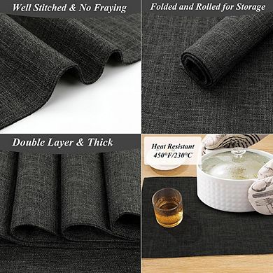 Cotton Linen Placemats Thickened Heat-Resistant Non-Slip Washable Set of 4
