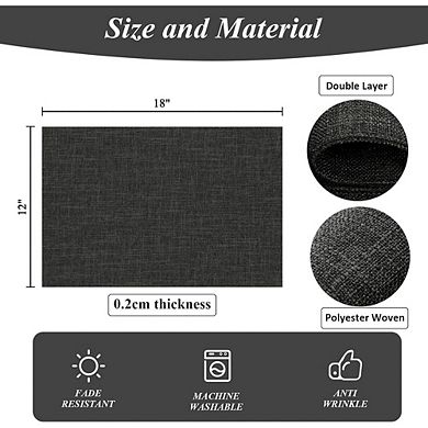 Cotton Linen Placemats Thickened Heat-Resistant Non-Slip Washable Set of 4