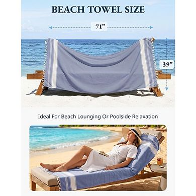 Turkish Beach Towels 2 Pack Oversized Quick-Dry Sand-Free Soft Pool Towels