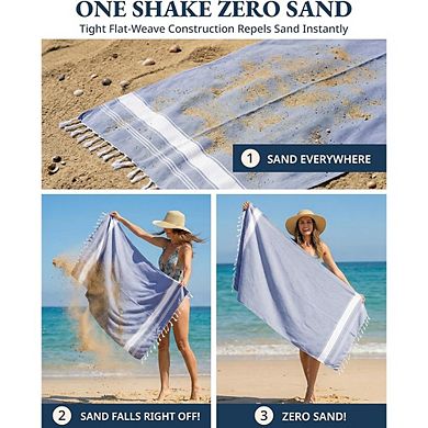 Turkish Beach Towels 2 Pack Oversized Quick-Dry Sand-Free Soft Pool Towels