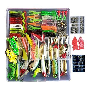 275 pc Fishing Lure Kit Frogs Spoons Grasshoppers Bass Trout
