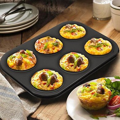 2-Pack 6-Cup Muffin Pan Set, Nonstick Carbon Steel Cupcake & Cheesecake Pans