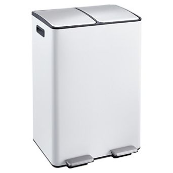 Large Capacity Dual Compartment Kitchen Trash Can, Stainless Steel, Removable Buckets