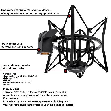 LyxPro MKS1-B Condenser Spider Microphone Shock Mount with Anti Vibration and Isolation