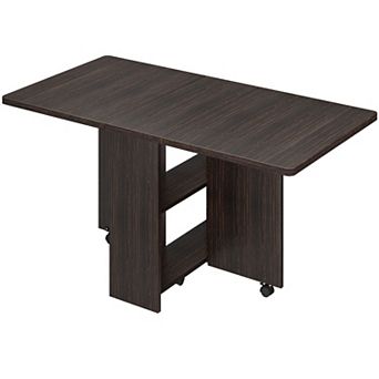 Space Saving Folding Dining Table with 2 tier Storage-Extendable Drop Leaf