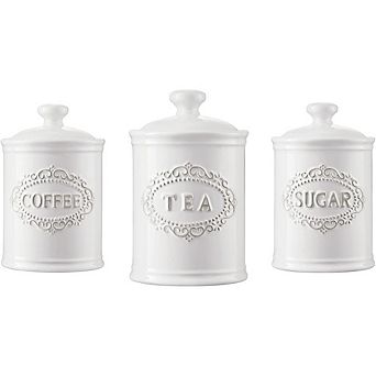 Ceramic Kitchen Canister Set with Airtight Lids, Coffee Sugar Storage Jars