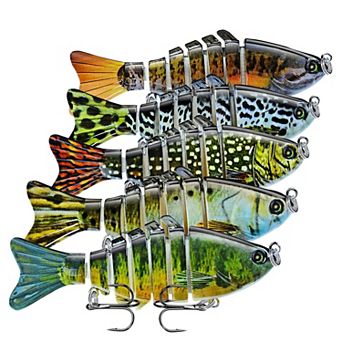 5 pc Multi Jointed Fishing Lures Slow Sinking Swimbait Crankbaits Bass Trout