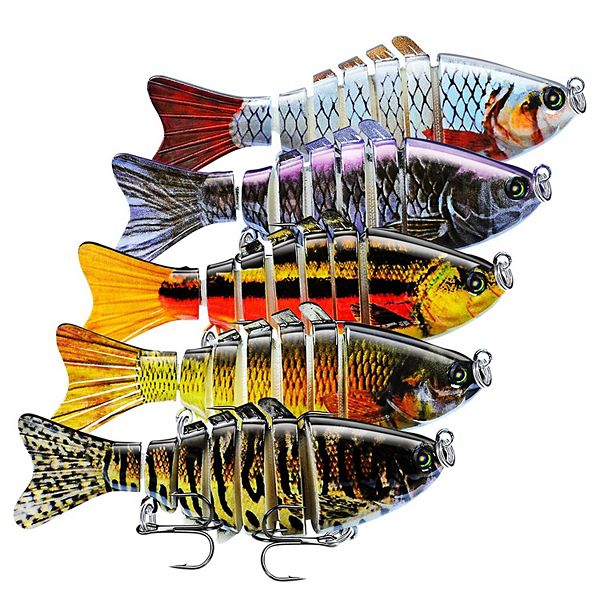 5PC Multi Jointed Fishing Lures Slow Sinking Swimbait Crankbaits Bass Trout