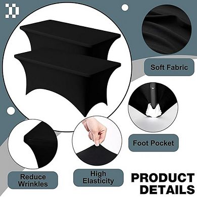 Fitted Spandex Tablecloth 2-Pack Rectangular Wrinkle-Resistant Cover