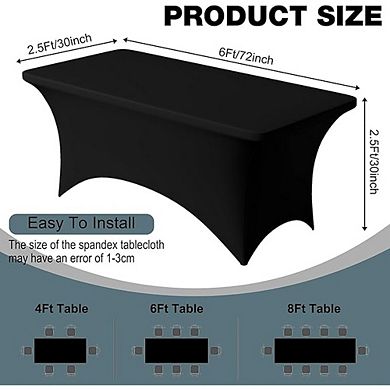 Fitted Spandex Tablecloth 2-Pack Rectangular Wrinkle-Resistant Cover