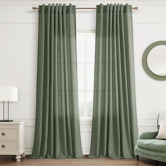 Linen Curtains 2 Panels, Light Filtering, Semi-Sheer Drapes