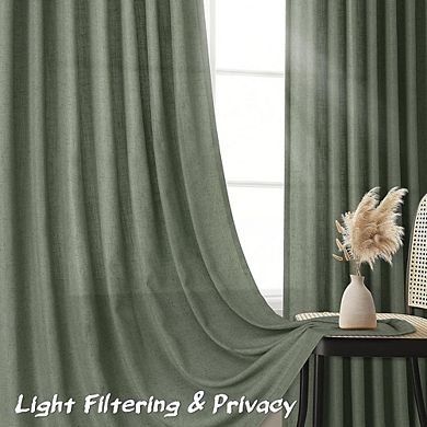 Linen Curtains 2 Panels, Light Filtering, Semi-Sheer Drapes