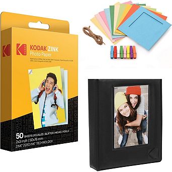 Kodak Zink Photo Paper 2x3" (50 Pack), Frames and Photo Album Bundle
