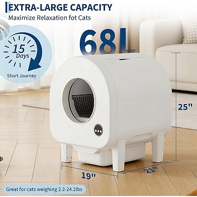 Self-Cleaning Cat Litter Box, Automatic Smart with Large Capacity, WiFi App Control & Safety Sensors