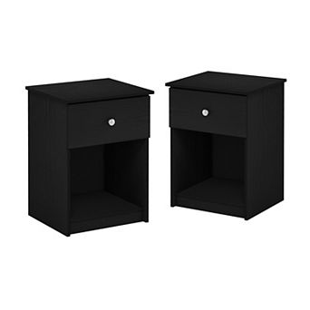 Furinno 2-Pack 15.6" x 17.8" x 24.2" Nightstand End Table with Drawer & Open Storage