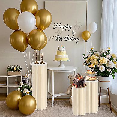 3PCS Cylinder Stands, 3-Tier Roman Column Stand Set, Round Foldable Cylinder Pedestal Stand