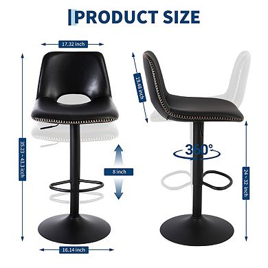 Bar Stools Set of 2,Modern Heavy Duty Bar Chairs with Height Adjustable Mechanism