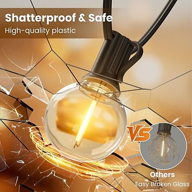 Outdoor LED String Lights, Shatterproof Waterproof Connectable Globe Patio Lights